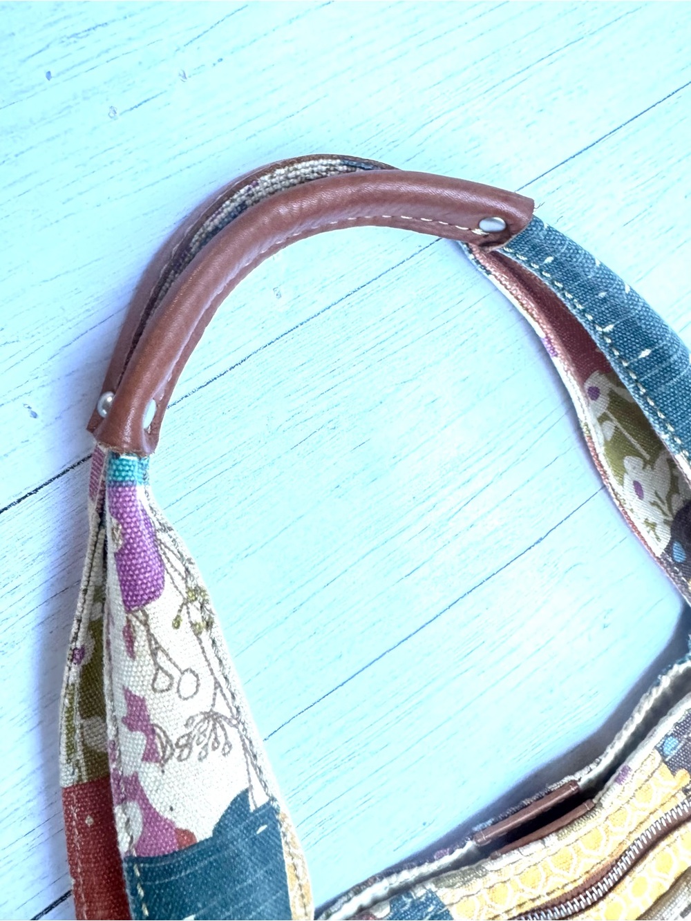 Fossil Patchwork Floral Canvas Shoulder Bag + Wallet Boho Y2K cottagecore - Picture 17 of 17